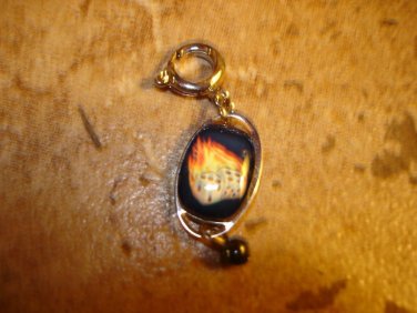 Burning dices silver metal charm for bracelet.