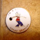 I am a bowling great grandma all metal brooch pin badge.