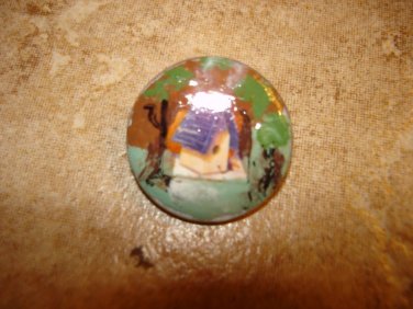 Pretty as picture lucite button with bird house.