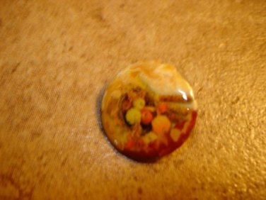 Old mother of pearl button with cornucopia Thanksgiving design