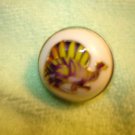 Dome shape white plastic button with dinosaurus. Dome shape white plastic button with dinosaurus.