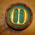 Extra large wood button with gold metal buckle. Extra large wood button with gold metal buckle.