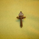 Religious cross and crown with rhinestones all metal pin back pin. Religious cross and crown with rhinestones all metal pin back pin.
