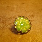 Lovely silver metal button with green glass beads. Lovely silver metal button with green glass beads.