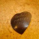 Vintage heart shape metal button "7/20/1962 Darlene Elaine". Vintage heart shape metal button "7/20/1962 Darlene Elaine".