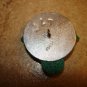 Signed metal button with glass beads, pearl, flowers and rhinestones.