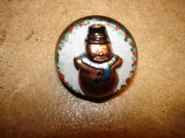 Cute Christmas  button with snowman.