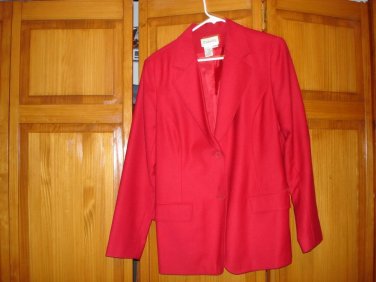 Womens Chadwick's jacket blazer red 100% wool polyester lining size 10