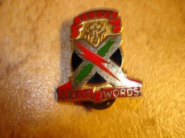 Deeds above words all metal pin back pin made in USA.