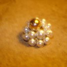 Large metal button with pearls and gold color bead