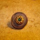 Old plastic button with blue rhinestone. Old plastic button with blue rhinestone.