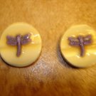 Lot of 2 plastic buttons with purple dragonflies. Lot of 2 plastic buttons with purple dragonflies.
