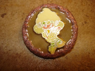 Large wood button with little lamb girl.