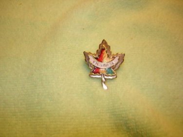 Gold metal maple leaf Victoria all metal brooch pin.