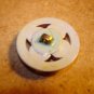 Nicely painted pierced plastic button with rhinestones.