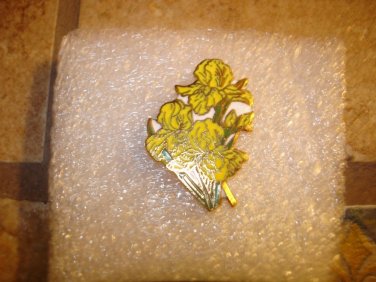 Yellow Iris all metal pin badge pin.