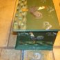 Old green wood box with painted rooster & inside dividers.