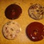 Bird serie paper mache buttons lot of 4 signed by artist.