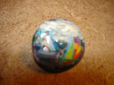 Pretty as picture button with two sail boats.