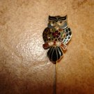 Vintage cloisane metal pin in shape of owl.