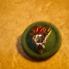 Vintage metal & cloth button with gold leaf and rhinestone.
