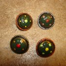 Lot of old 4 nicely painted metal buttons.