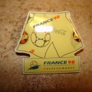 World cup soccer France 1998 jersey pin badge. World cup soccer France 1998 jersey pin badge.