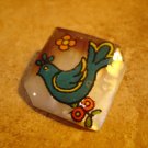 Gorgeous large square shape mother of pearl button with blue dove Gorgeous large square shape mother of pearl button with blue dove