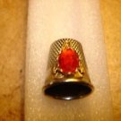 Silver tone metal thimble with large red stone Spain sz10 Silver tone metal thimble with large red stone Spain sz10