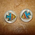 Set of 2 mother of pearl buttons with colorful fish. Set of 2 mother of pearl buttons with colorful fish.