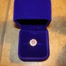 14k Gold plated ring with pink & white rhinestones in gift box. 14k Gold plated ring with pink & white rhinestones in gift box.