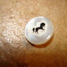 Mother of pearl button with black horse. Mother of pearl button with black horse.