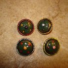 Set of 4 nicely painted metal buttons. Set of 4 nicely painted metal buttons.