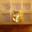Gold metal pinback pin with fox head. Gold metal pinback pin with fox head.