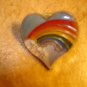 Heart shape gold metal pinback pin with rainbow & name "ERIN".
