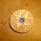 Nicely carved faux bone carved button with rhinestone Nicely carved faux bone carved button with rhinestone