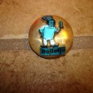 Dome shape gold metal advertising button for Chef Bolletje.