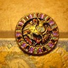 Large vintage nicely painted metal button with dragon