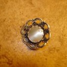 Beautiful vintage silver metal button with pearl.