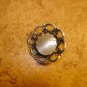 Beautiful vintage silver metal button with pearl.