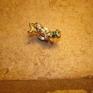 Gold metal pin back pin cheetah with tiny rhinestones.