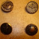 Lot of 4 antique picture buttons grapes, flowers.