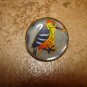 Medium metal button with colorful woodpecker bird.