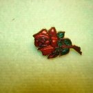 Gold metal cloisonne rose pin back pin. Gold metal cloisonne rose pin back pin.