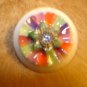 Large nicely painted plastic button with rhinestone.