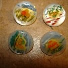 Lot of 4 vintage mother of pearl buttons with mushrooms.