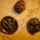 Lot of 4 antique picture buttons Greek mythology, open metal work.