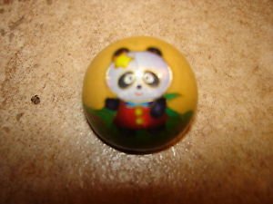 Dome shape metal button with panda bear.