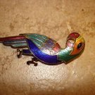 Vintage colorful Cloisonné gold metal parakeet bird brooch pin
