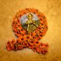 Large pewter button with dancer, flowers & tiny rhinestones.